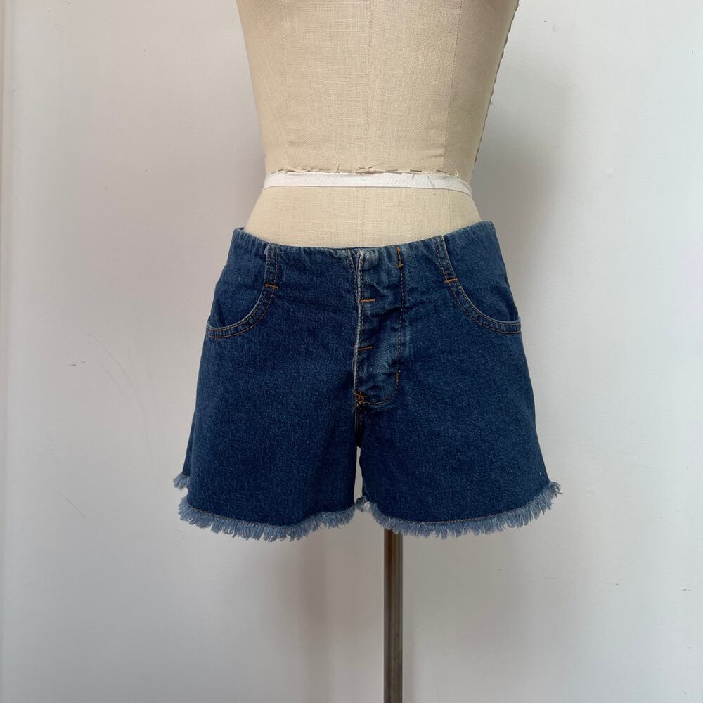 90’s London Jean Low Rise Mini Frayed Booty Denim Shorts